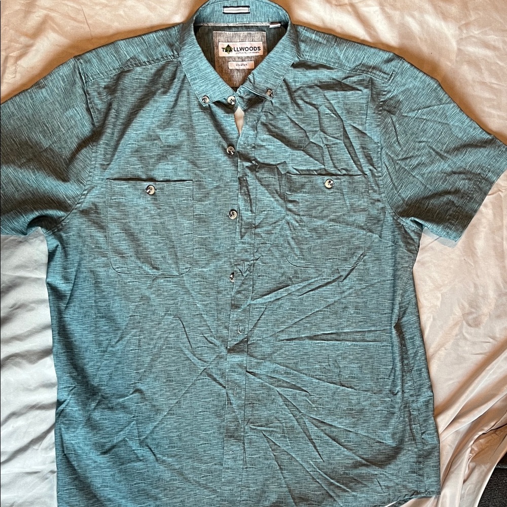 Tallwoods Men's Teal Button Down Shirt